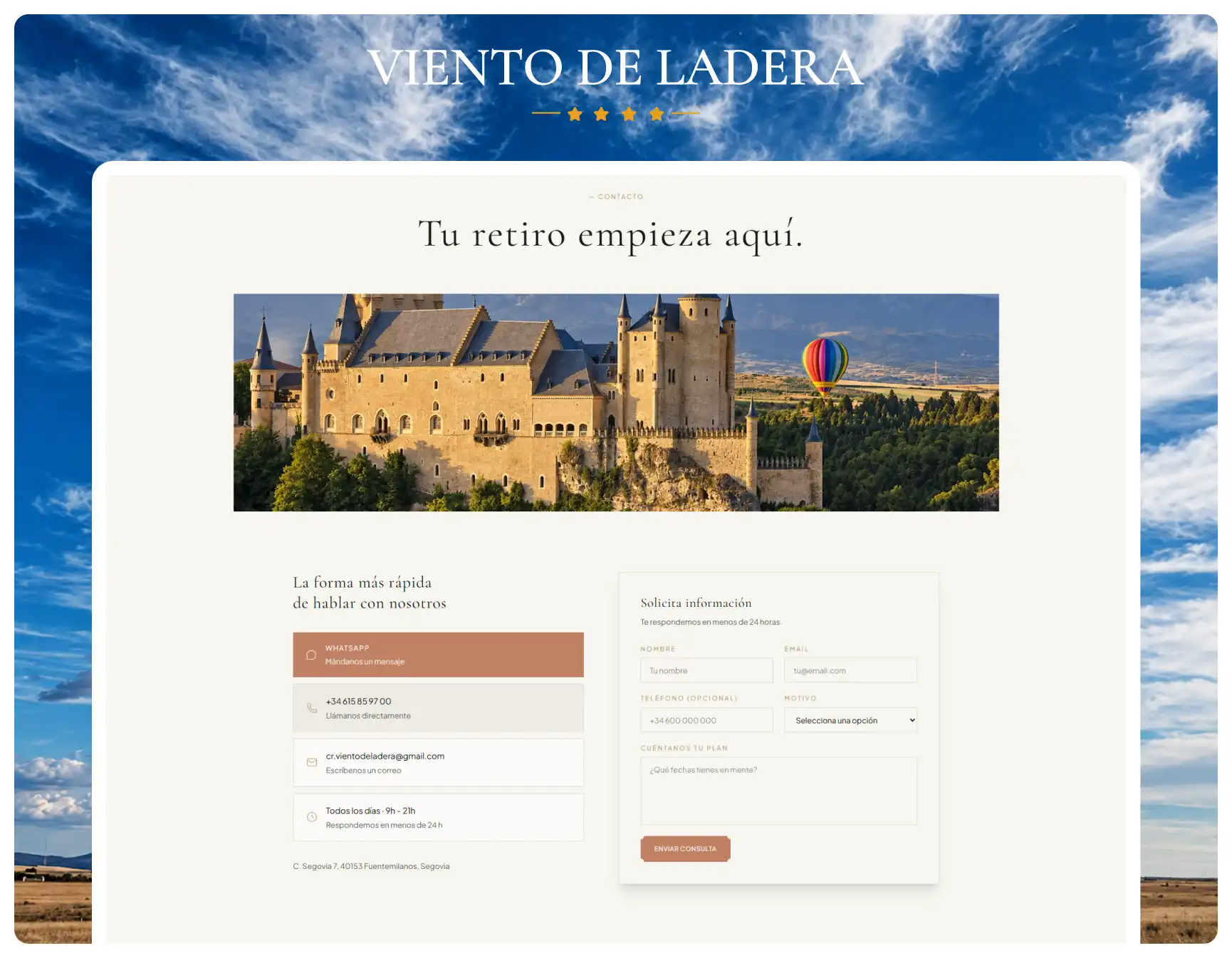 Viento de Ladera — Contacto nueva web